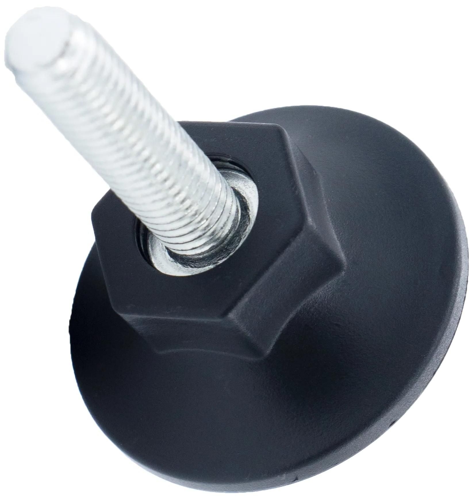 Опора регулируемая с коническим основанием 48 мм и резьбовым стержнем М12х40 48М12-40ЧН, пластик, черная (RAL 9005) - фото