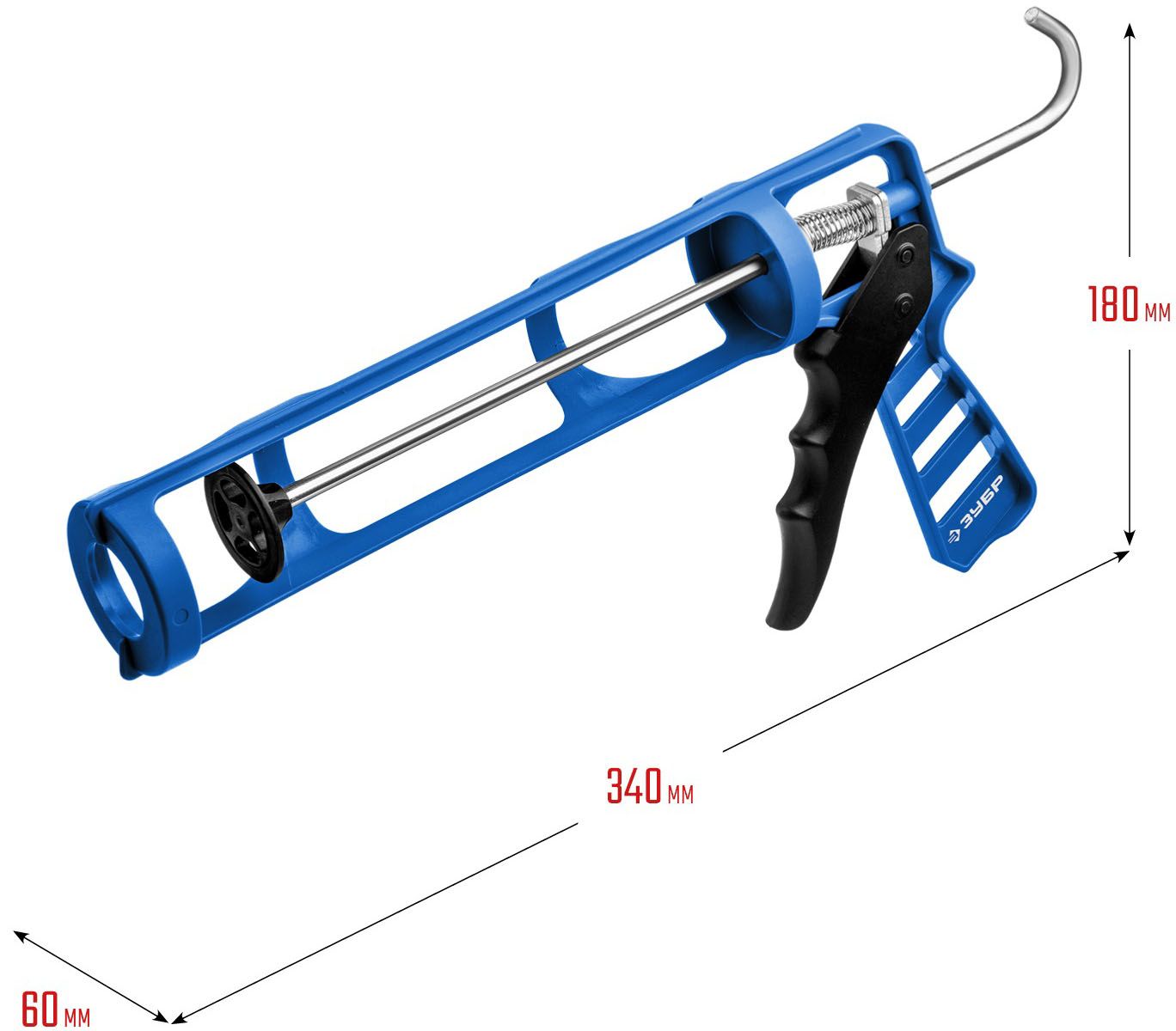 Пистолет скелетный для герметика ДОКА 310 мм, ЗУБР PROF 06632 - фото