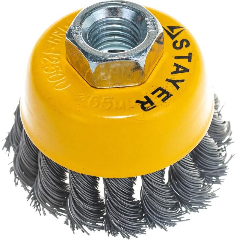 Щетка-крацовка чашечная для УШМ, жгутированная стальная проволока 0,5 мм Stayer Prof  - фото