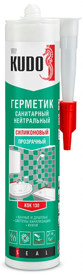 Герметик силиконовый санитарный 280 мл Kudo KSK-130, прозрачный - фото