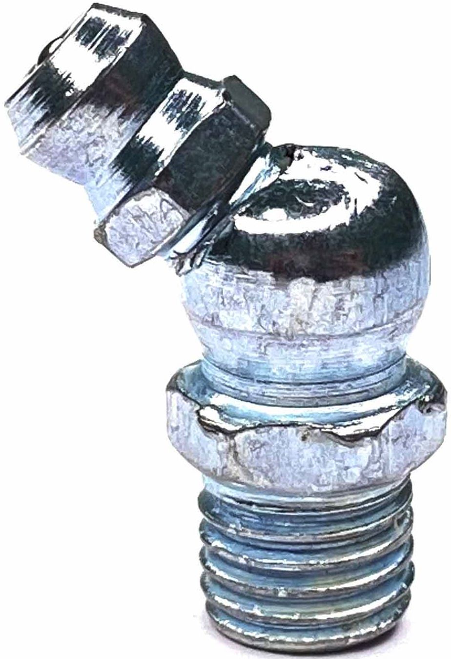 Пресс-масленка дюймовая 1/8"-28 DIN 71412 form B угловая 45°, оцинкованная сталь - фото