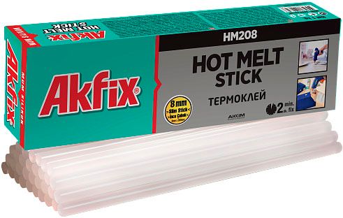 Термоклей для клеевых пистолетов d=8 мм 1 кг HM208, Akfix GA120, коробка 16 шт - фото