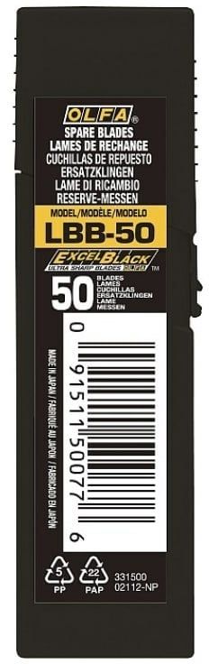 Сегментированное лезвие 18 мм OLFA Excel Black OL-LBB-50, 50 шт  - фото