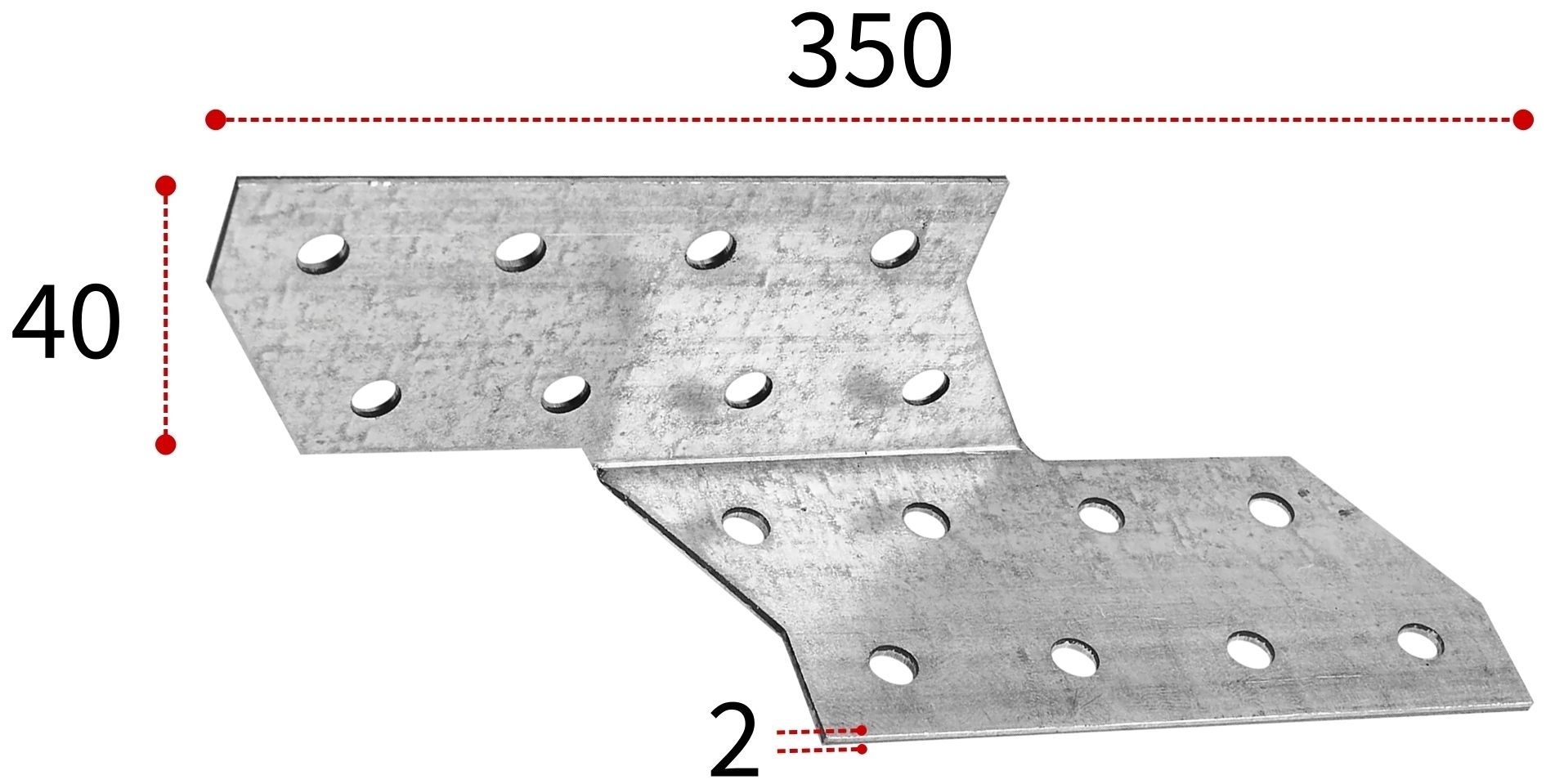 Держатель балки DBЛ левый 350х40х40х2 мм, оцинкованная сталь - фото
