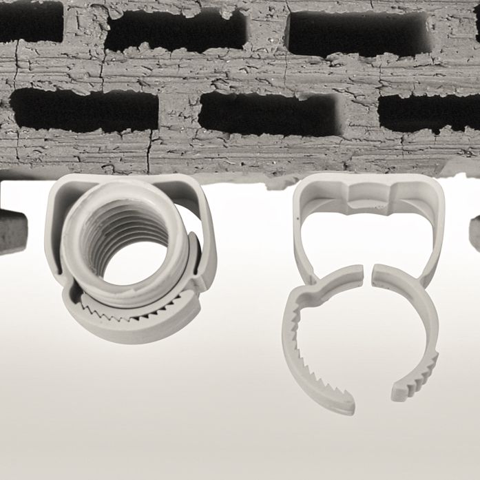 Дюбель со скобой и фиксирующим зажимом для труб Schnabl USA, полипропилен - фото