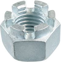 Гайка корончатая М12 DIN 935, класс прочности 8, оцинкованная сталь, 250 шт - фото