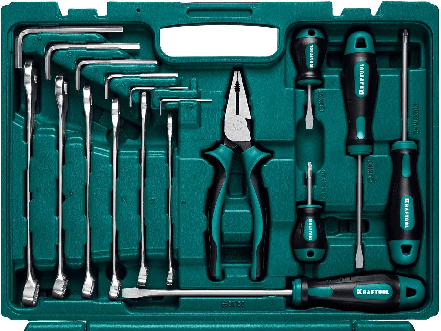 Набор инструмента универсальный 1/2"+1/4" Kraftool Extrem-66 27976-H66_z01, 66 предметов - фото