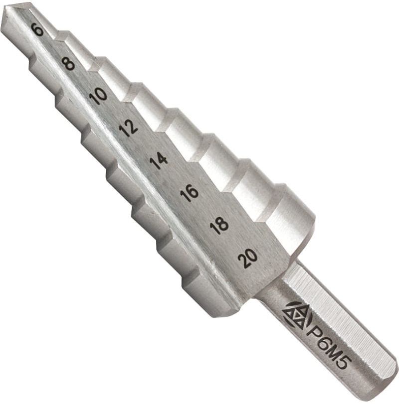 Сверло по металлу ступенчатое 4-32 мм Р6М5 TiN Волжский инструмент 5016004, в пластиковой упаковке - фото
