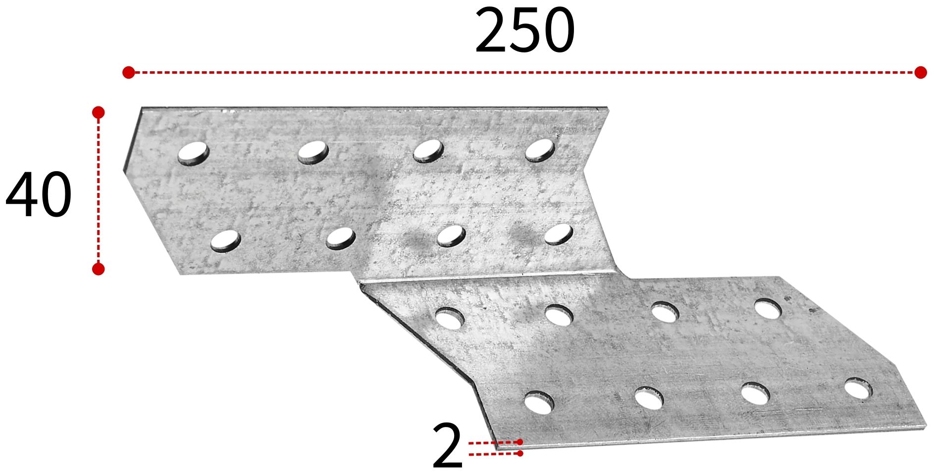 Держатель балки DB СПК 40х250х40 (левый), оцинкованная сталь - фото