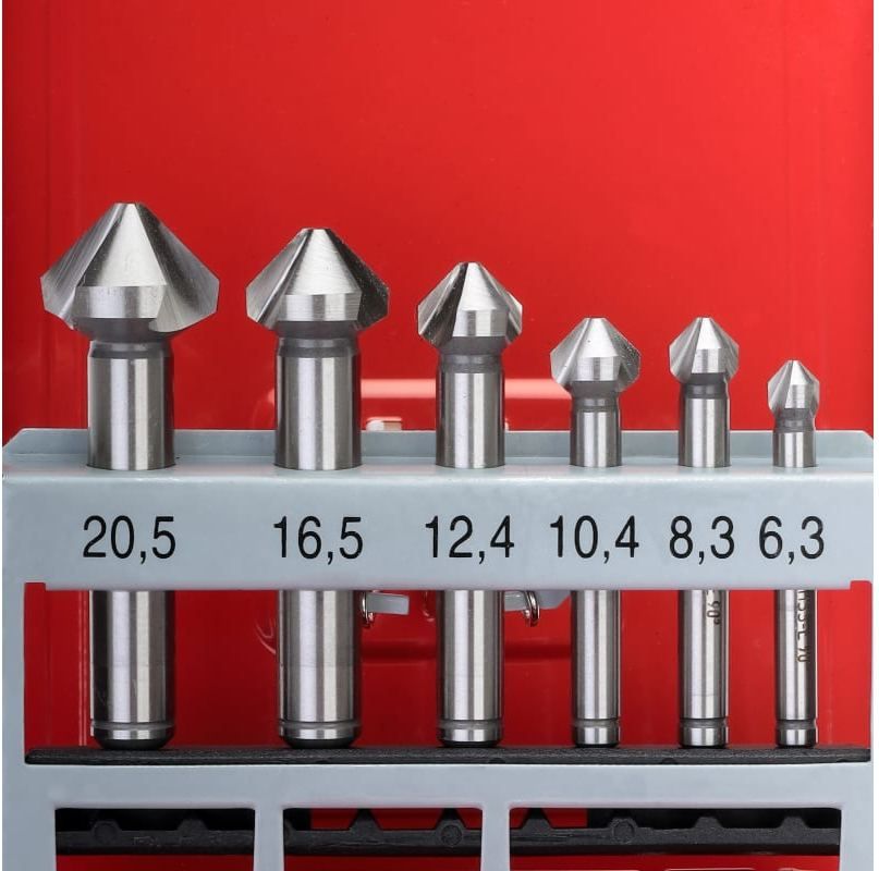 Набор зенковок 6,3-20,5 мм, 6 шт HSS-G, DIN 335C Ruko 102152, 90° - фото