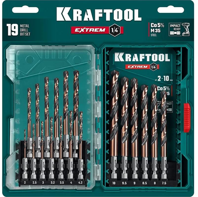 Изображение товара Набор сверл по металлу Kraftool Impact Ready 19 шт HSS-Co 2-10 мм