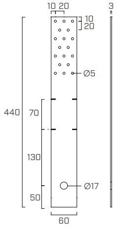 Пластина 60х440х3 Wht Plate C Holz Technic WHTPLATE440 - фото