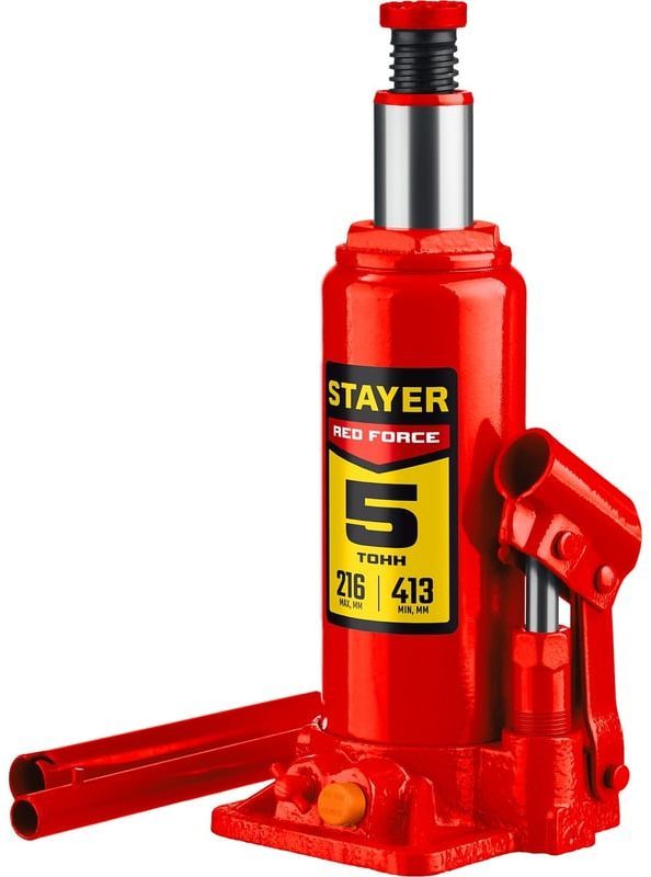 Домкрат гидравлический бутылочный 5 т 216-413 мм Stayer Red Force 43160-5_z01 - фото