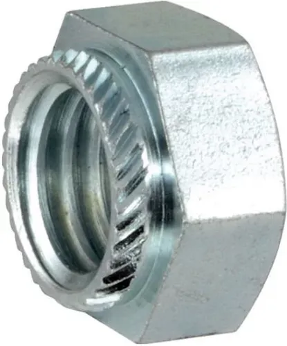 Гайка шестигранная запрессовочная М10x2 артикул 88106, оцинкованная сталь - фото