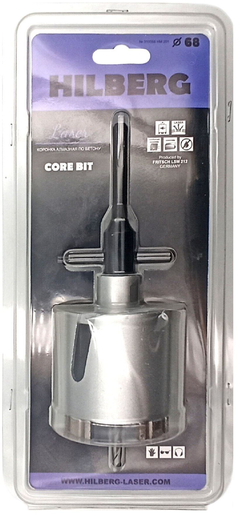 Коронка алмазная по бетону 68 мм Hilberg Laser HM201 - фото
