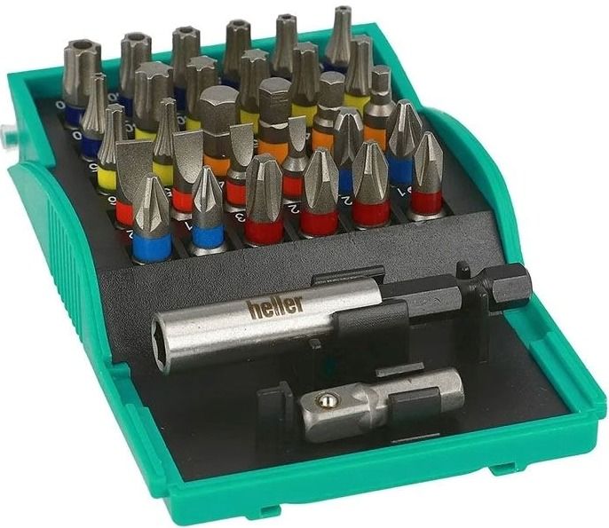 Набор бит торсионных 25 мм C1/4" для винтоверта Heller 28913, 32 предмета в кейсе - фото
