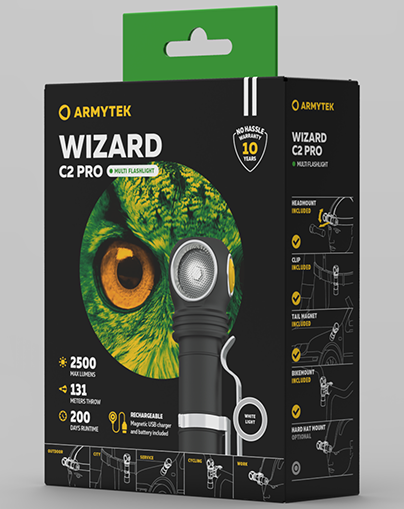 Мультифонарь светодиодный Armytek Wizard C2 Pro Magnet USB F08701C, 2500 люмен, белый свет - фото