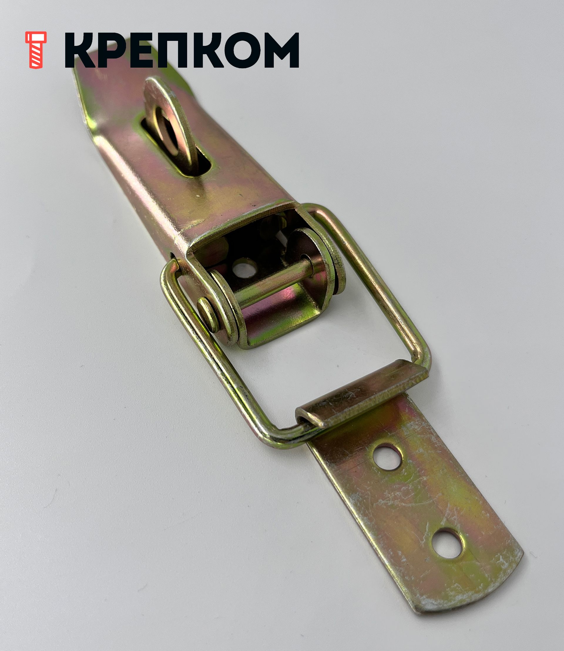 Замок-защелка лягушка с ушком L=95 B29, желтый цинк - фото