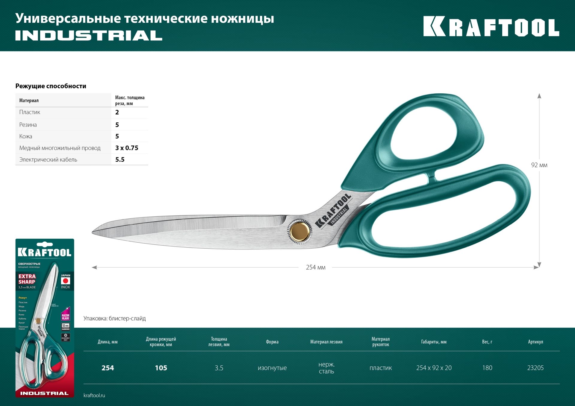 Ножницы технические 254 мм Industrial Kraftool 23205 - фото
