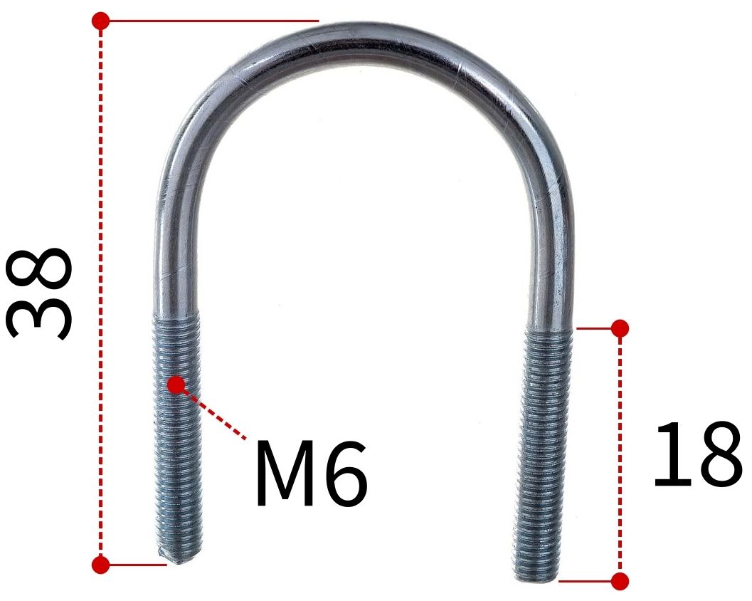Скоба U-образная 1/4" под трубу 8-13 мм и резьбой М6, оцинкованная сталь W1 - фото