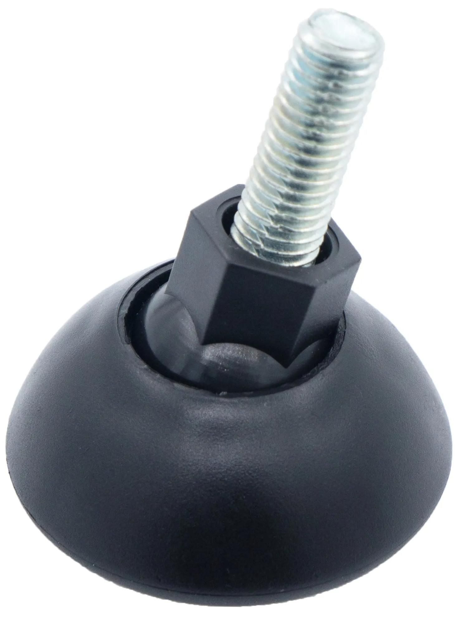 Опора регулируемая шарнирная с болтом М10х30 и основанием 49 мм 49М10-30ЧН, пластик, черная (RAL 9005) - фото