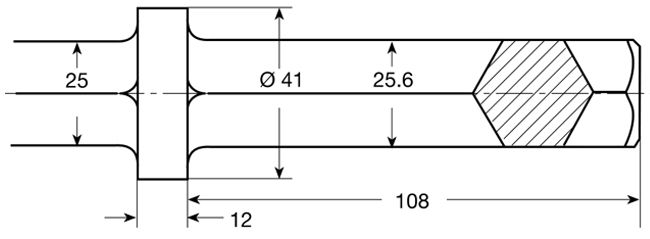 Шестигранный хвостовик (длина 108 мм) зубила для пневматического отбойного молотка