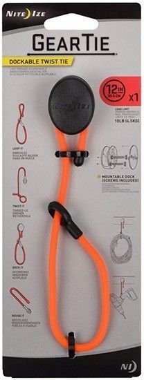 Хомут-стяжка с креплением Nite Ize GearTie Dockable Twist Tie - 12" (оранжевый) - фото