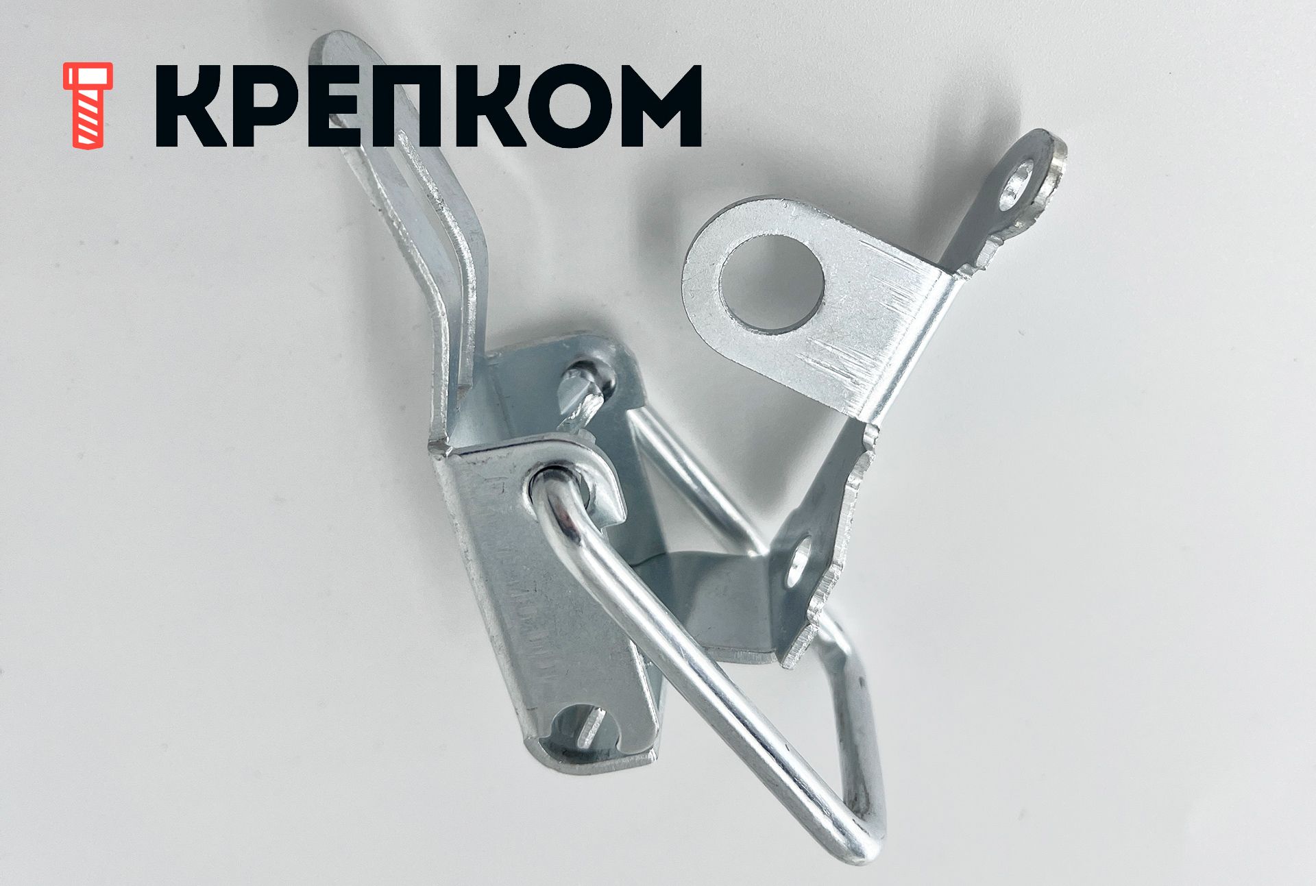 Замок-защелка лягушка с ушком L=80 B80-3, оцинкованная сталь - фото