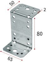 Крепежный уголок Z-образный 50х80х65х2 мм KUZ, оцинкованная сталь