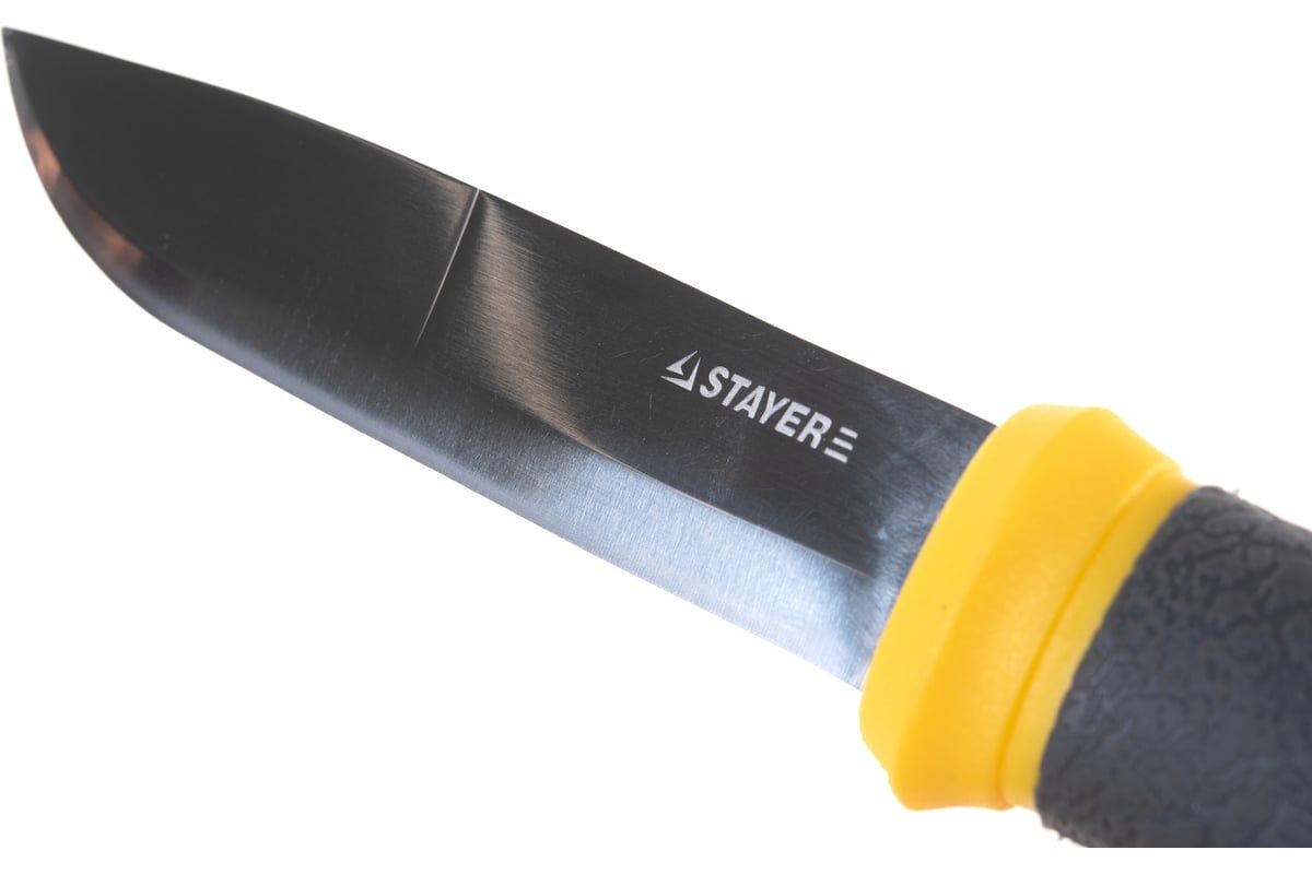 Нож туристический 110 мм с пластиковыми ножнами Stayer 47630 - фото