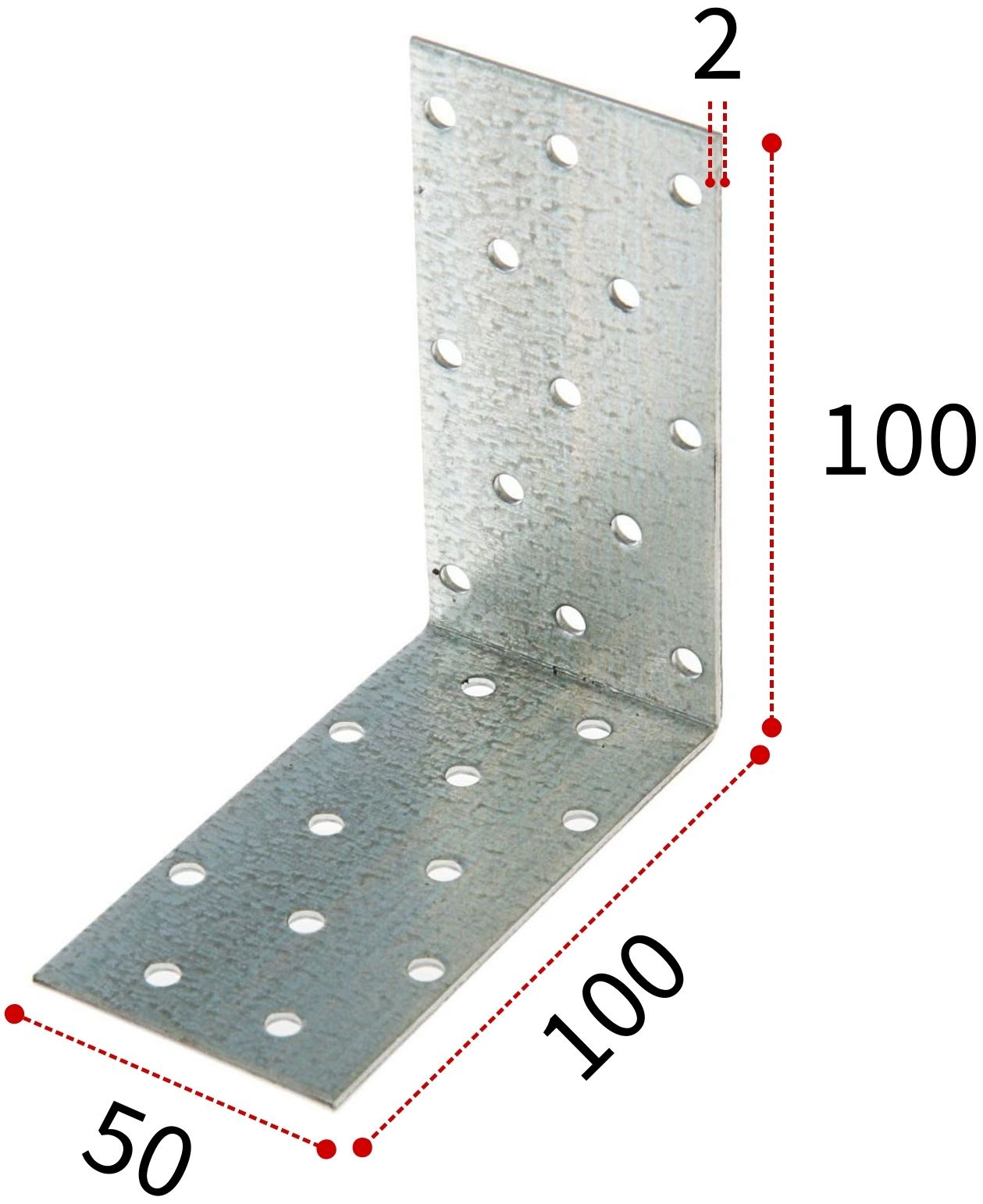 Уголок крепежный 100х100х50 мм, горячий цинк - фото