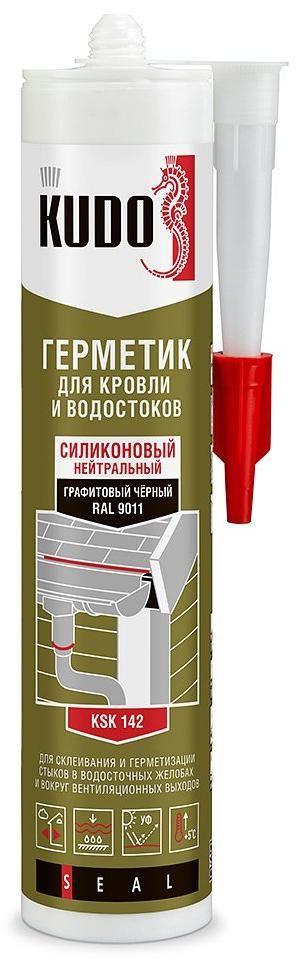 Герметик силиконовый для кровли 280 мл Kudo KSK-142, графитовый черный