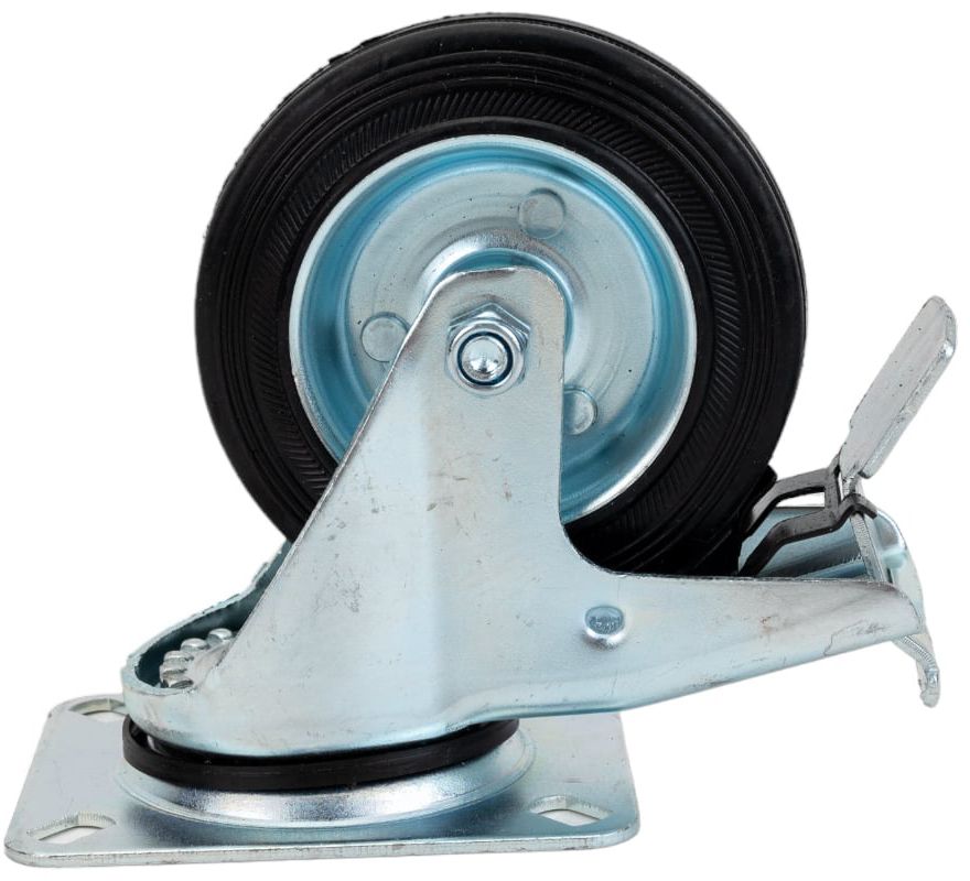 Колесо резиновое поворотное усиленное с тормозом SRCB TOR - фото
