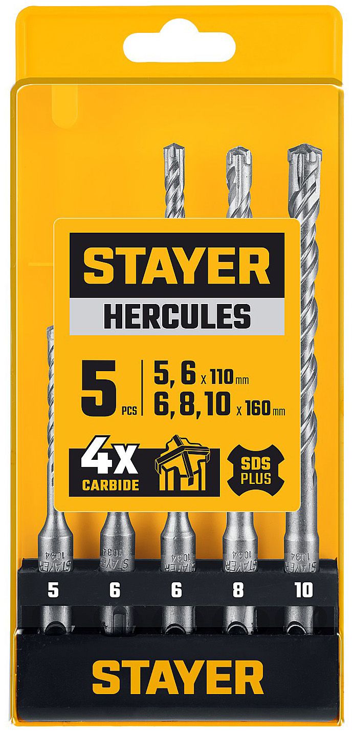 Изображение товара Набор буров SDS-Plus Hercules-4Х Professional Stayer 29290-H5, 5 шт для твердых материалов