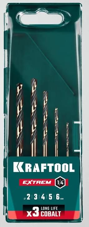 Набор сверл по металлу для винтовёртов 2-6 мм НЕХ-1/4 Impact Ready Kraftool 29652-H5, 5 шт - фото