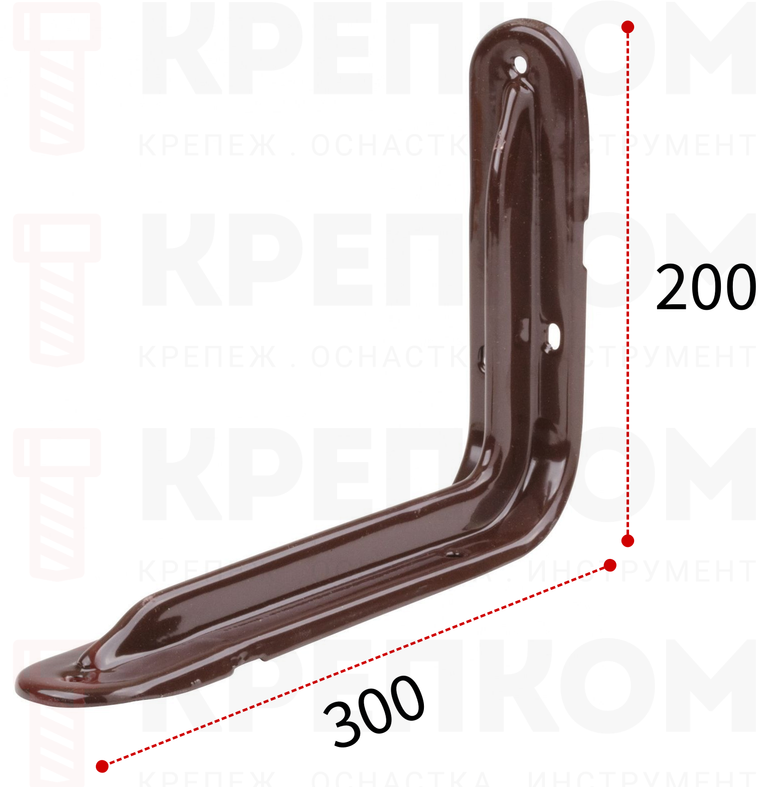 Уголок-кронштейн усиленный 200х300х1 мм FIT 65973, коричневый - фото