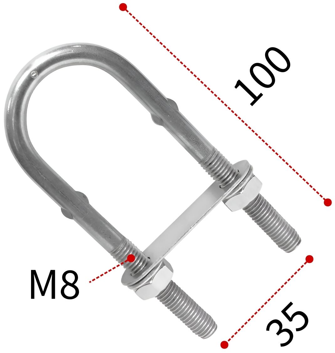 Болт-скоба U-образная М8х100 мм 8230, нержавеющая сталь А4 - фото