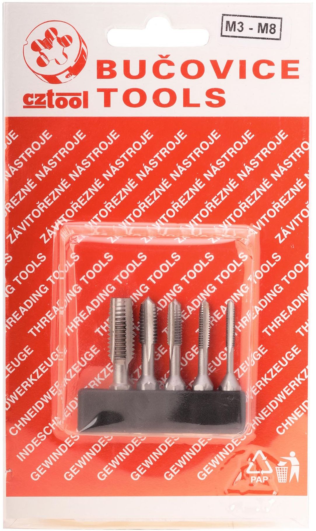 Изображение товара Резьбонарезной набор Bucovice M3-M8 из 5 метчиков HSS с шестигранным хвостовиком
