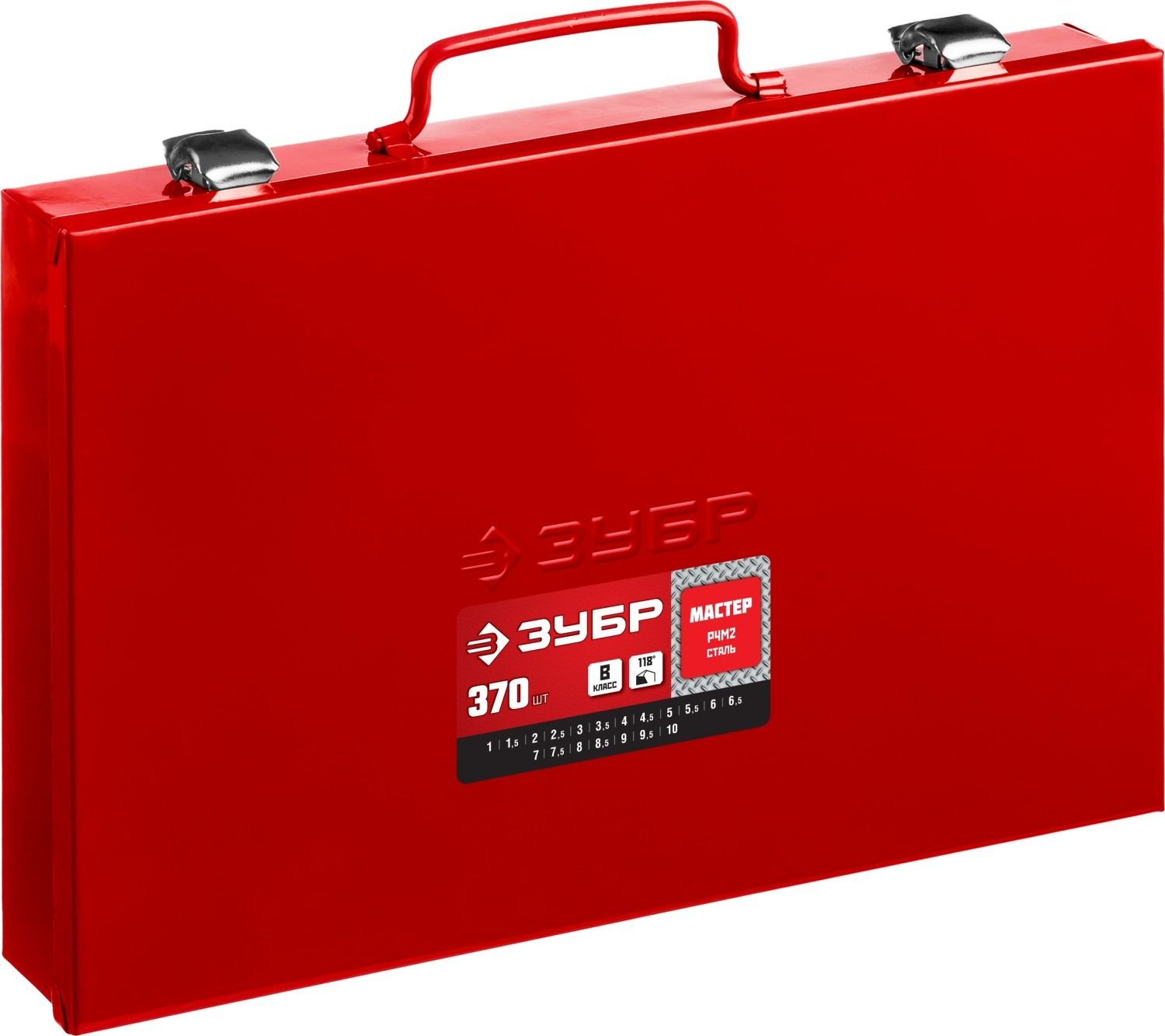 Набор сверл по металлу 1-10 мм, класс В, ЗУБР 29605-H370, сталь Р4М2, 370 штук в металлическом боксе - фото