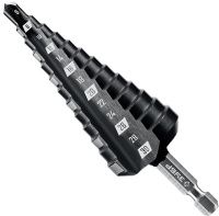 Сверло по металлу ступенчатое 6-30 мм, 13 ступеней, хвостовик 1/4" ЗУБР 29665-6-30-13_z01, сталь Р4М3