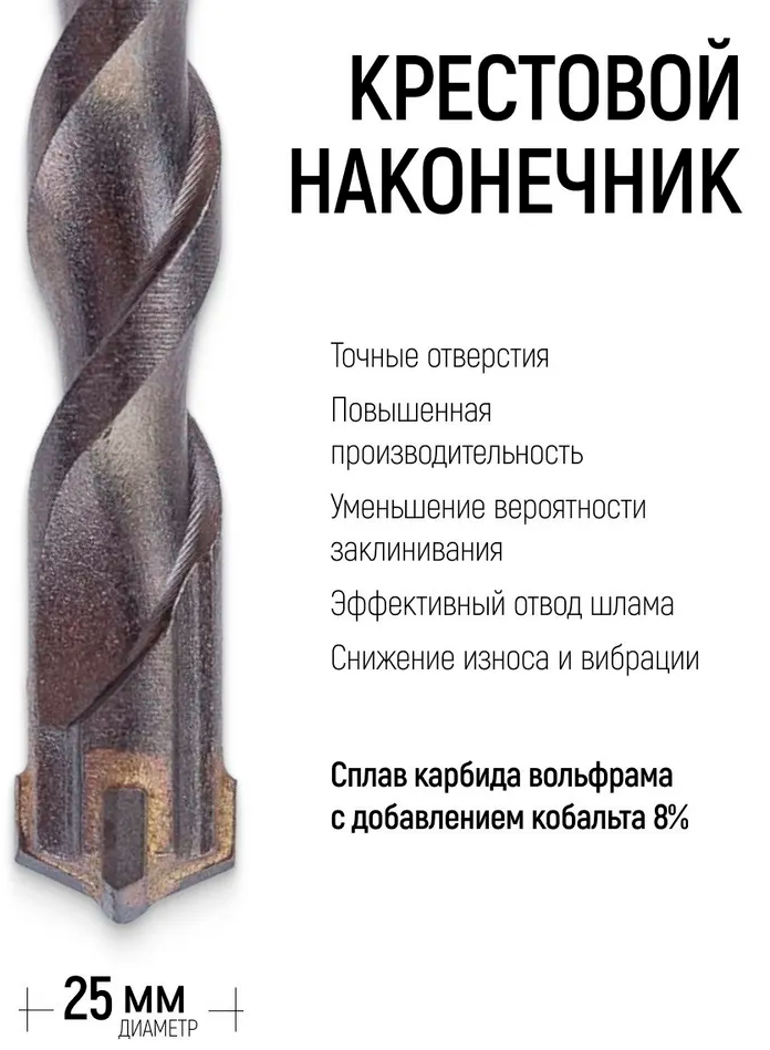 Бур по бетону с крестовым наконечником и хвостовиком SDS-Max Profi Plus Cutop - фото