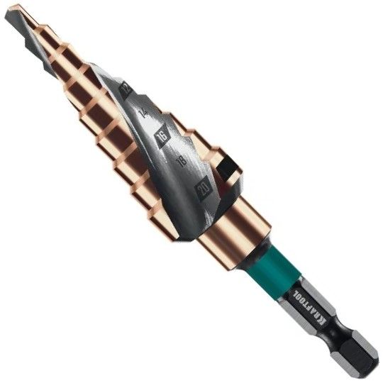 Сверло ступенчатое по металлу, спиральная канавка M35 Cobalt Kraftool - фото