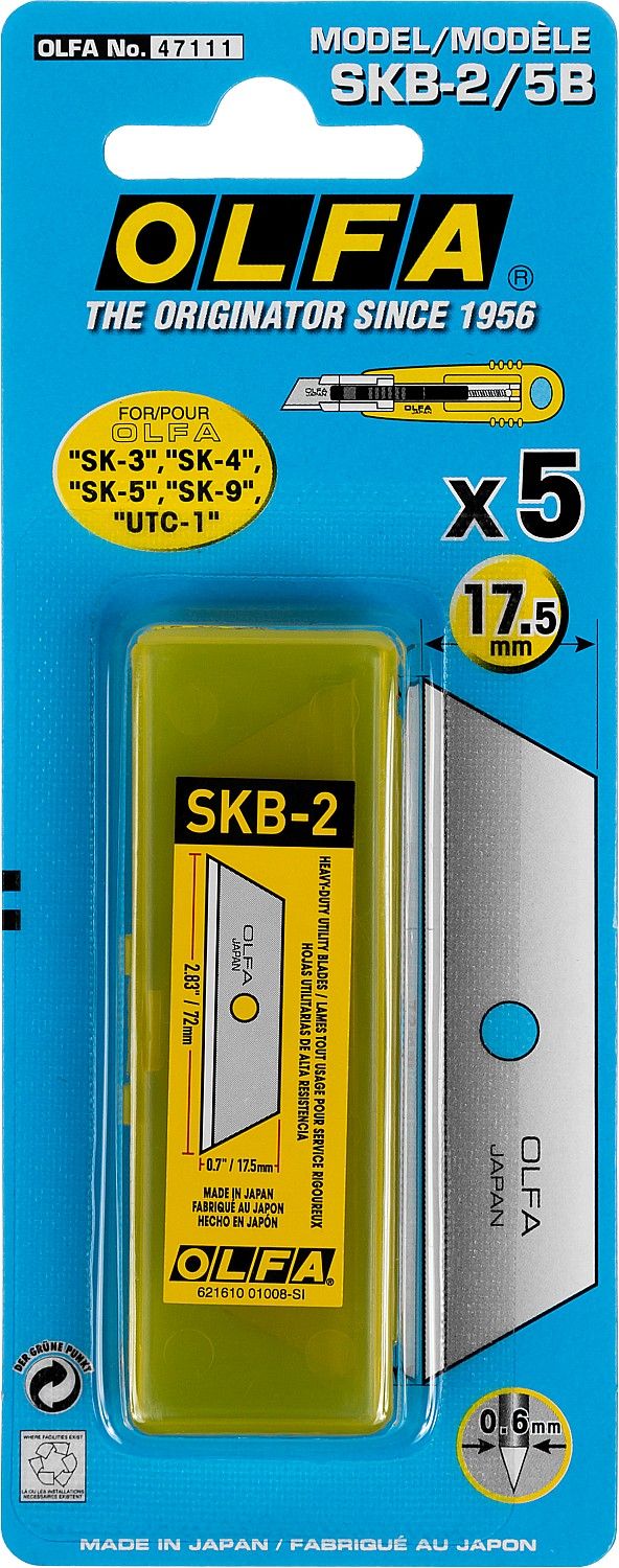 Лезвие трапециевидное для ножа 17,5 мм OLFA OL-SKB-2/5B, 5 шт - фото