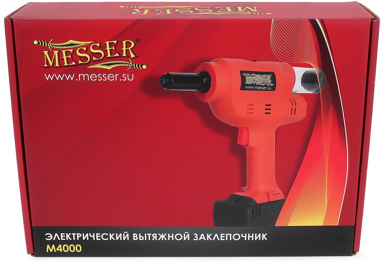 Заклепочник аккумуляторный вытяжной с возможностью работы от сети 220В, M4000, Messer 05-32-401 - фото