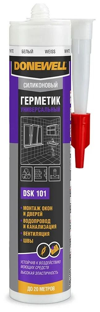 Изображение товара Герметик силиконовый универсальный 260 мл Donewell DSK-101 белый