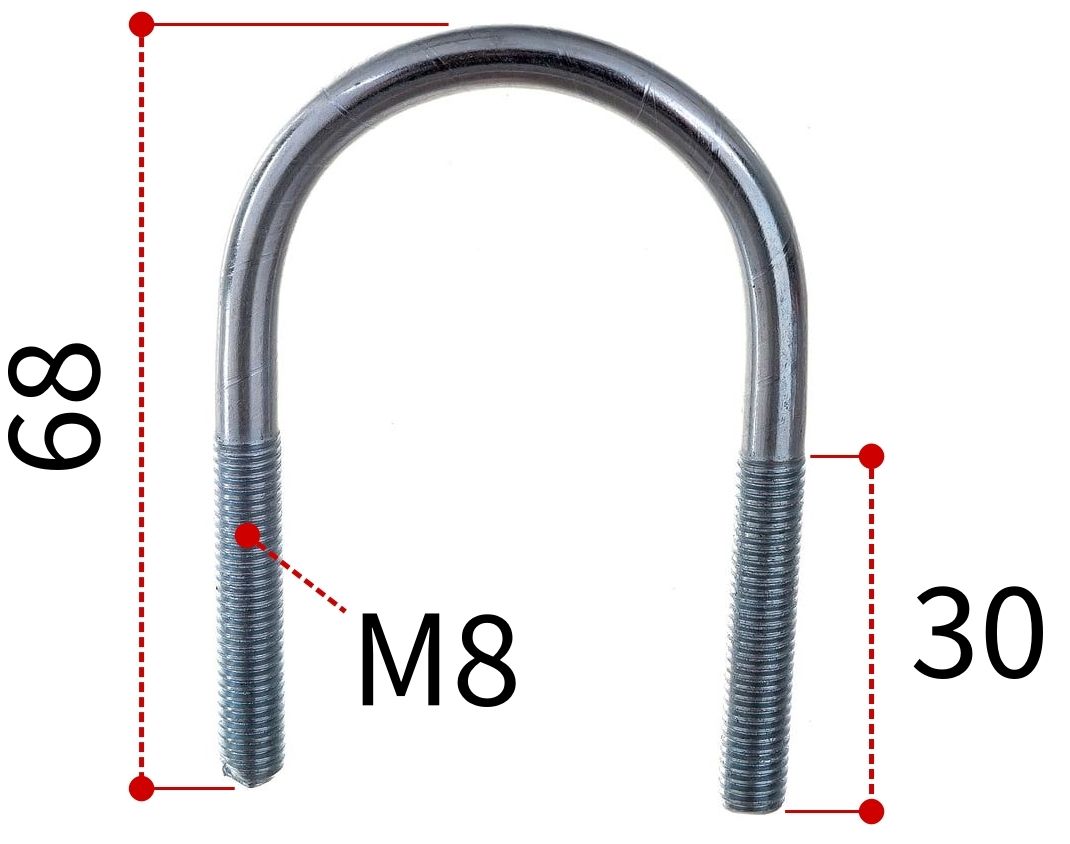 Скоба U-образная 1" под трубу 26-34 мм и резьбой М8, оцинкованная сталь W1 - фото
