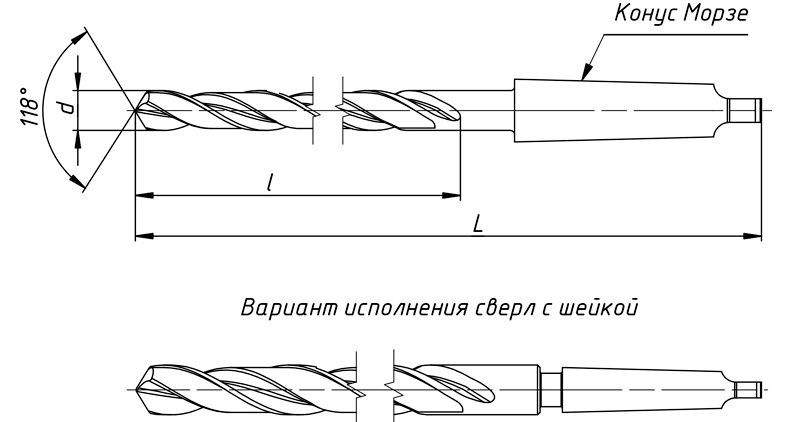 Сверло по металлу спиральное длинное к/х Морзе ГОСТ 12121-77 РИ, сталь Р9 - фото