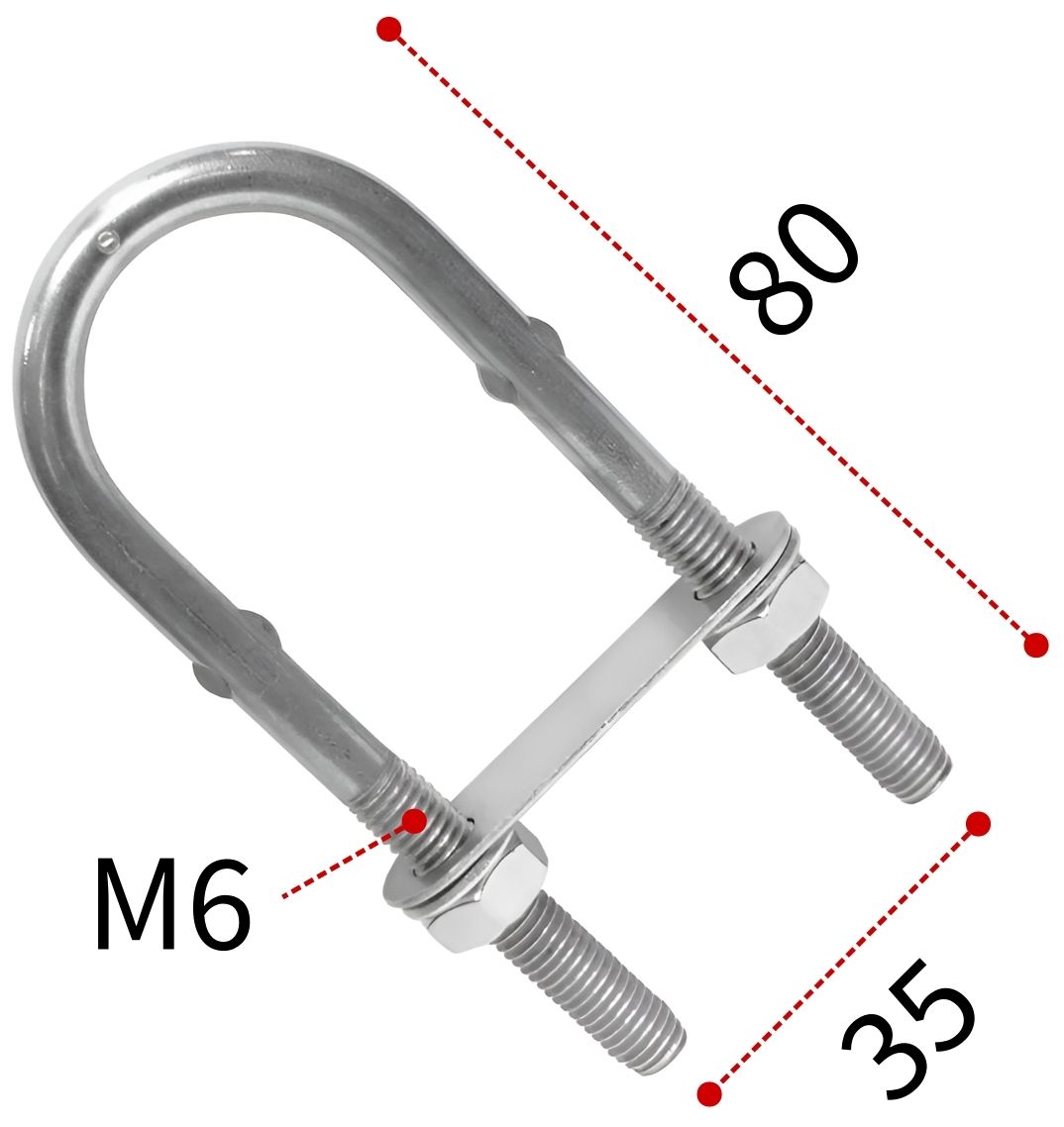 Болт-скоба U-образная М6х80 мм 8230, нержавеющая сталь А4 - фото