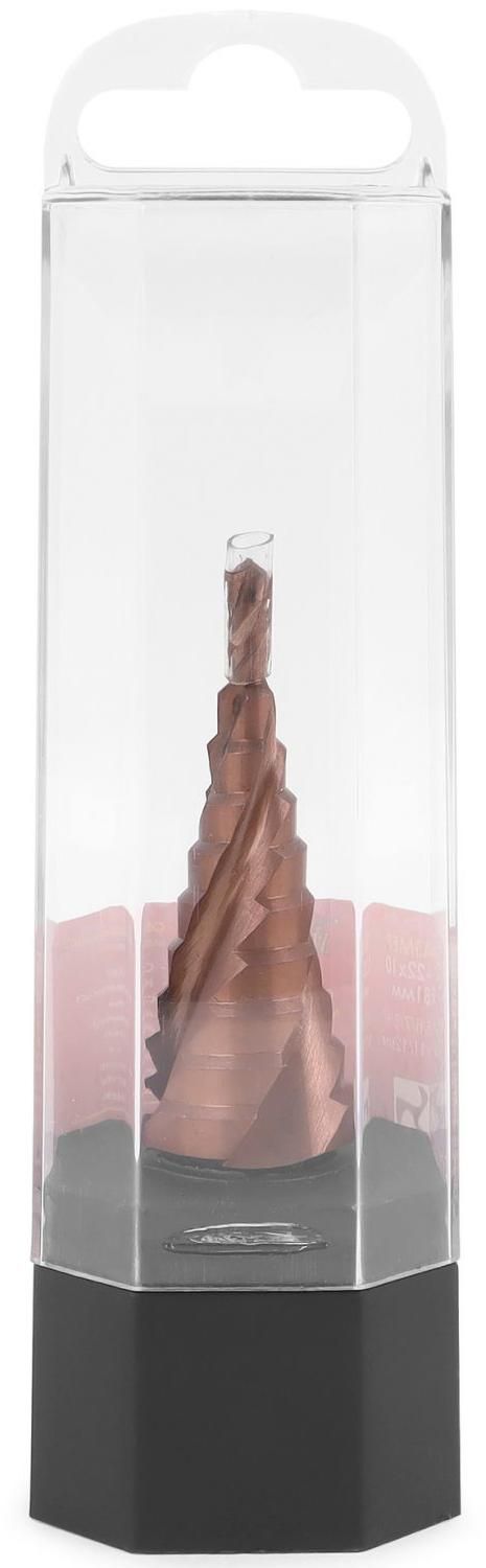 Сверло ступенчатое 4-22 мм, хвостовик 8 мм, 3 спиральные канавки HSS-Co Messer 23-10-422, 10 ступеней - фото