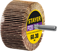 Круг шлифовальный лепестковый 60х30 мм Р120 на шпильке Stayer 36608-120